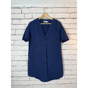 Women's Vineyard Vines Navy Tunic Top Gauze Short Sleeved Size Medium